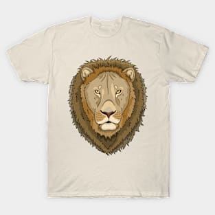 Detailed lion head cartoon artwork T-Shirt